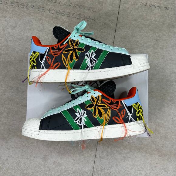 Vintage Y2K Adidas Superstar Low Top Shoes Mens 10 Wotherspoon Black - Picture 3 of 11